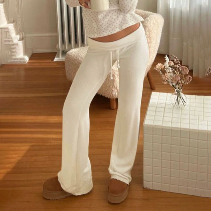 Striped Drawstring Casual Wide-Leg Pants