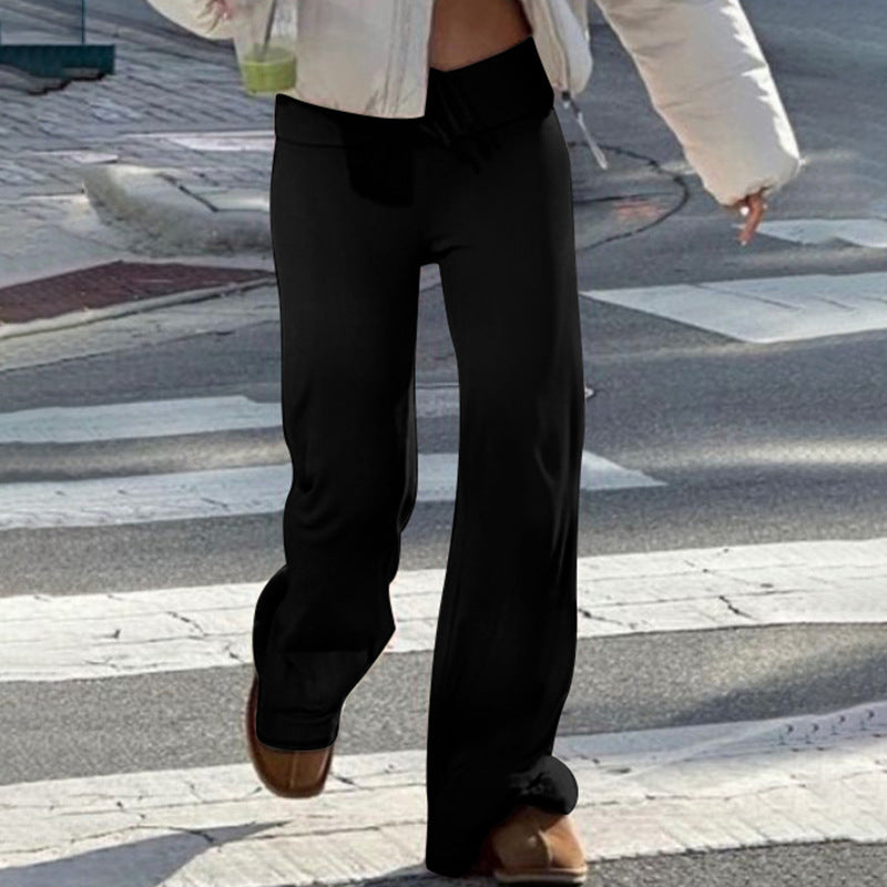 Striped Drawstring Casual Wide-Leg Pants