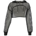 Bohemian Fishnet Mesh Cropped Hooded Cover-Up