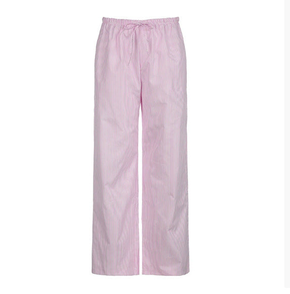Striped Drawstring Casual Wide-Leg Pants