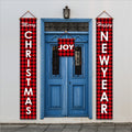 New Christmas Decoration Supplies Plaid Door Curtain Hanging Flag Door Hanging Party Atmosphere Layout Couplet Hanging Flag