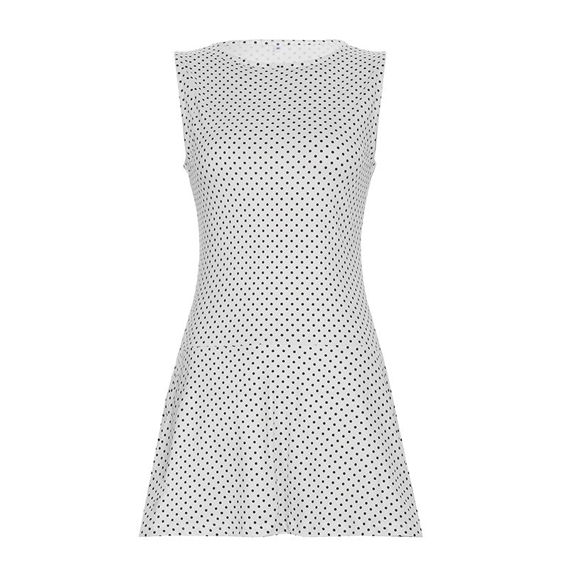 Bohemian Polka Dot Sleeveless Cinched-Waist A-Line Mini Dress