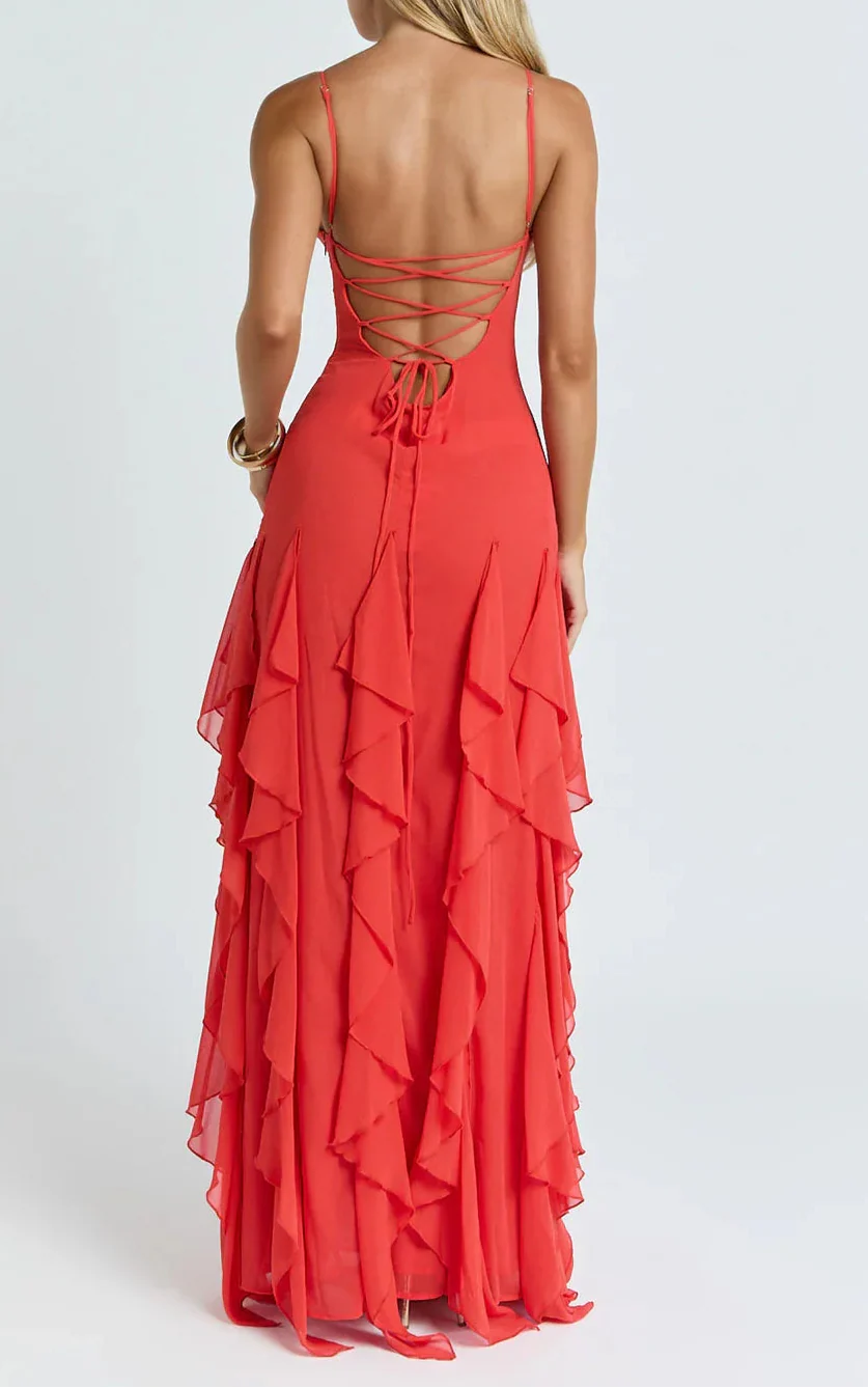 Tulle Muse Spaghetti Strap Tiered Ruffled Dress