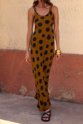 Caramel Polka Dot Cami Mermaid Maxi Dress