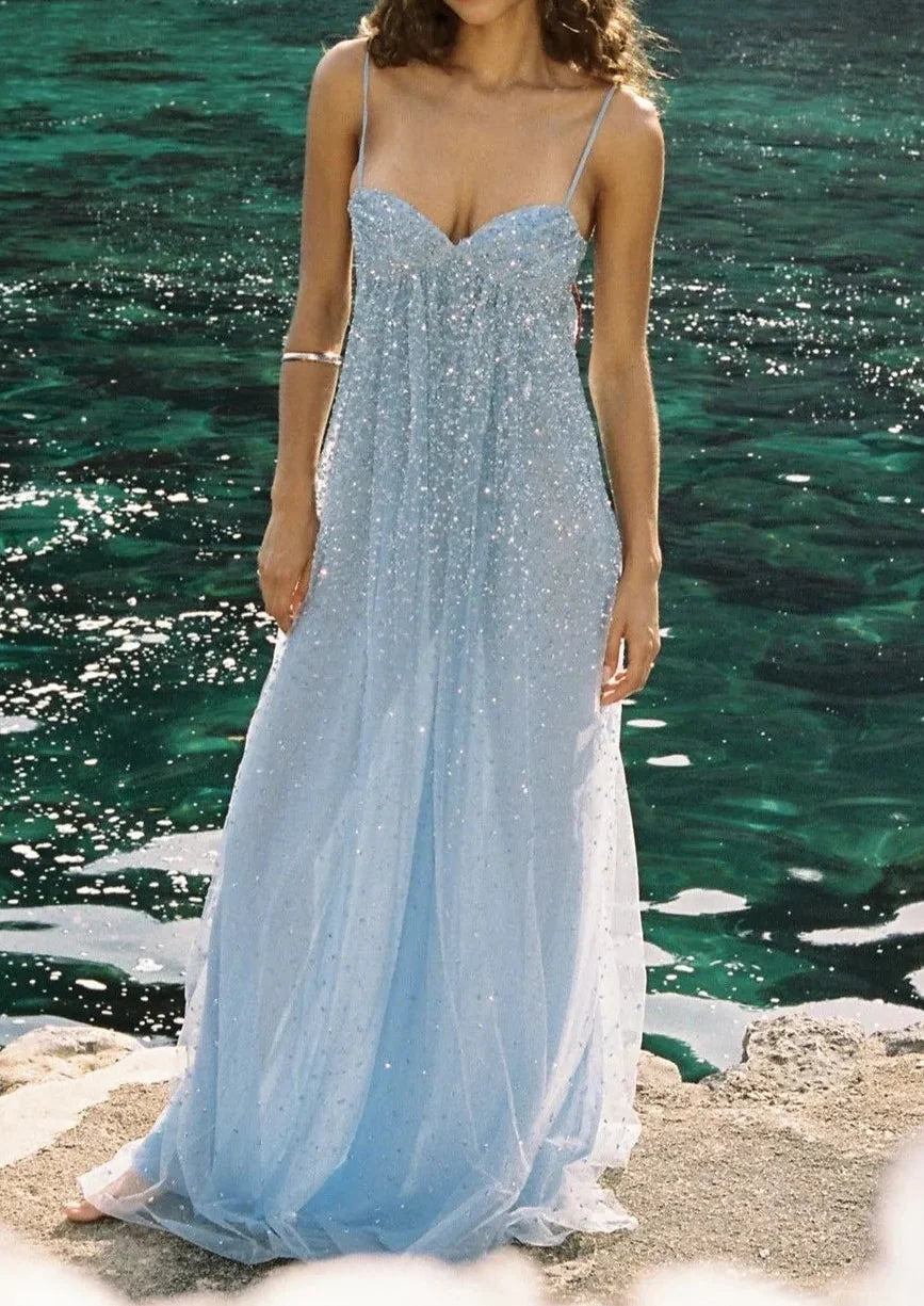 Sexy Strap Backless Shiny Dress