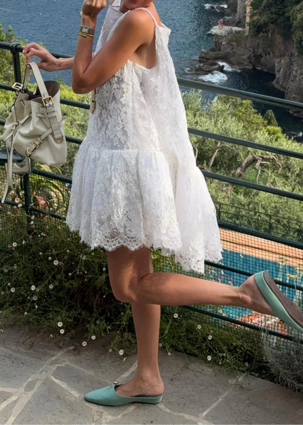 Sheer Lace Sleeveless Babydoll Mini Dress