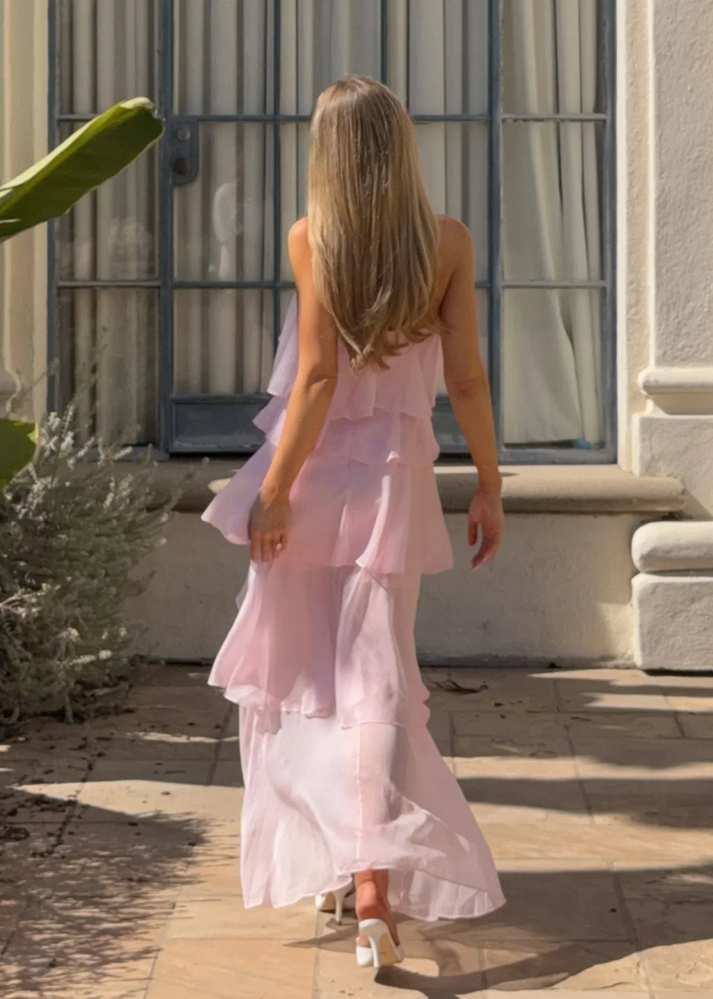 Bohemian Halter Tiered Ruffle Chiffon Maxi Dress