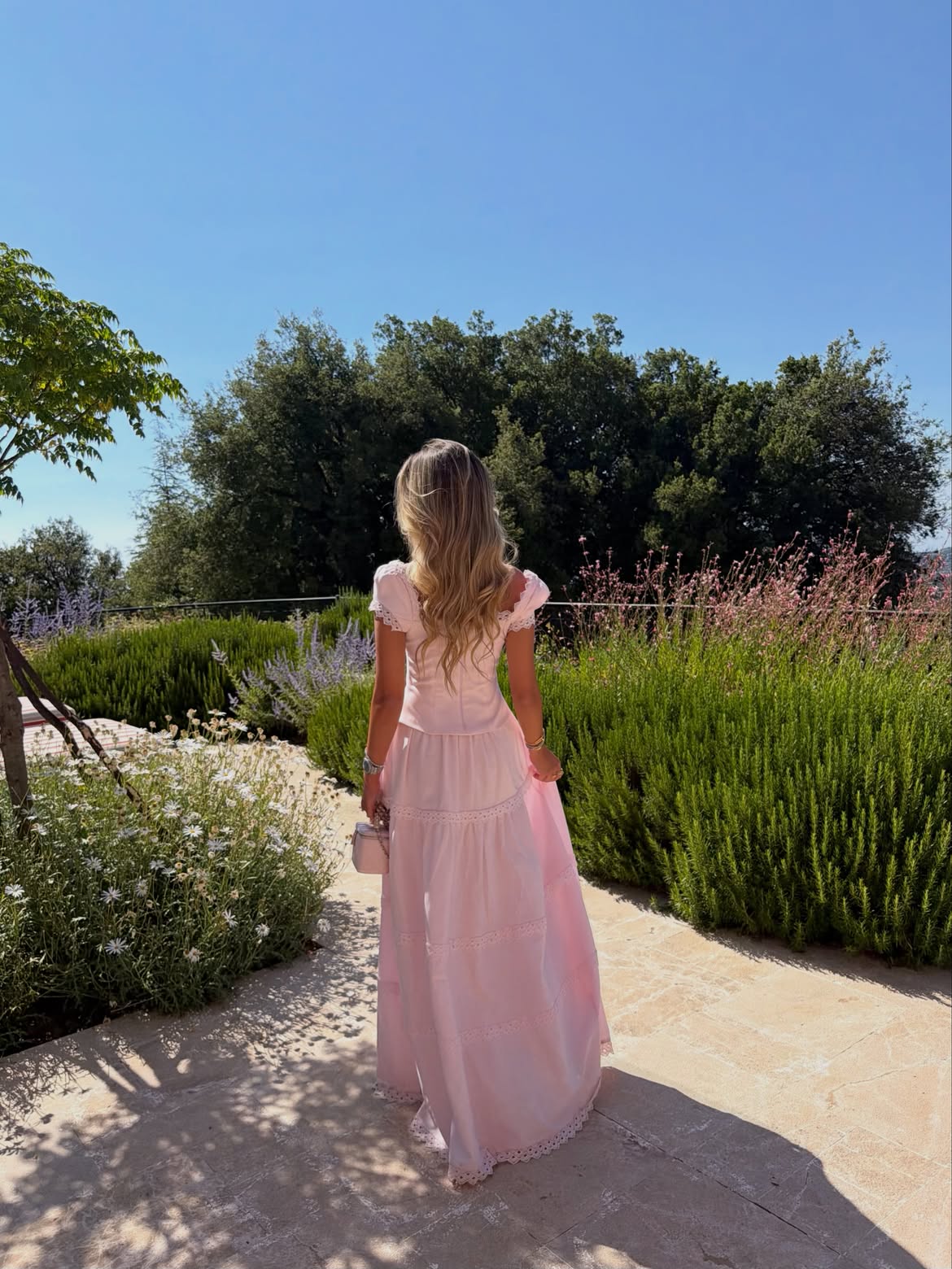 Blush Pink Bow Detail Scalloped Lace Two-Piece Set