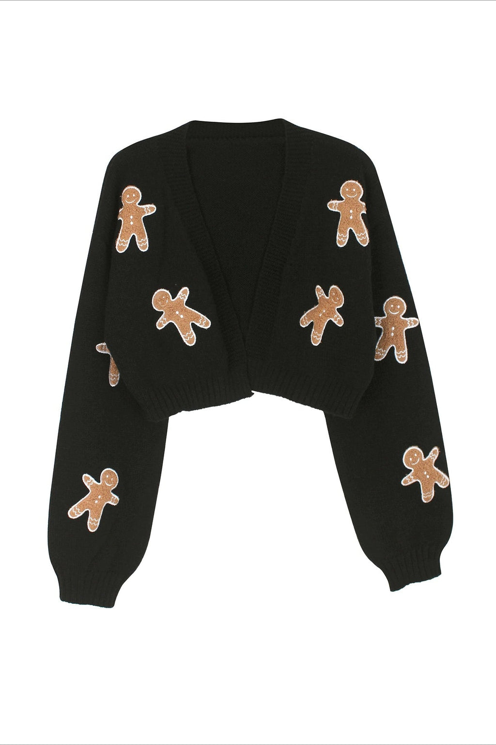 Festive Gingerbread Pattern Knit Cardigan