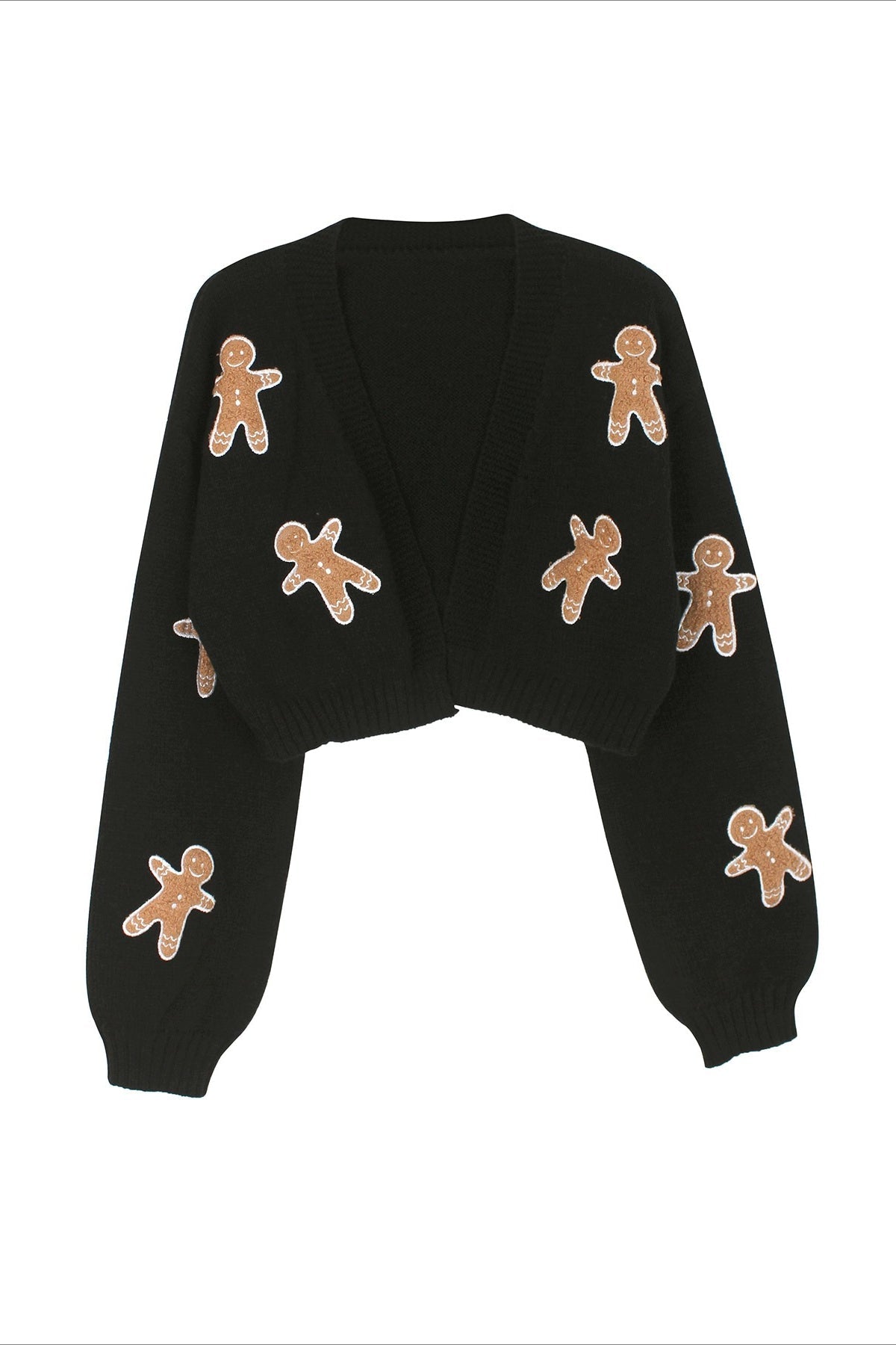 Festive Gingerbread Pattern Knit Cardigan