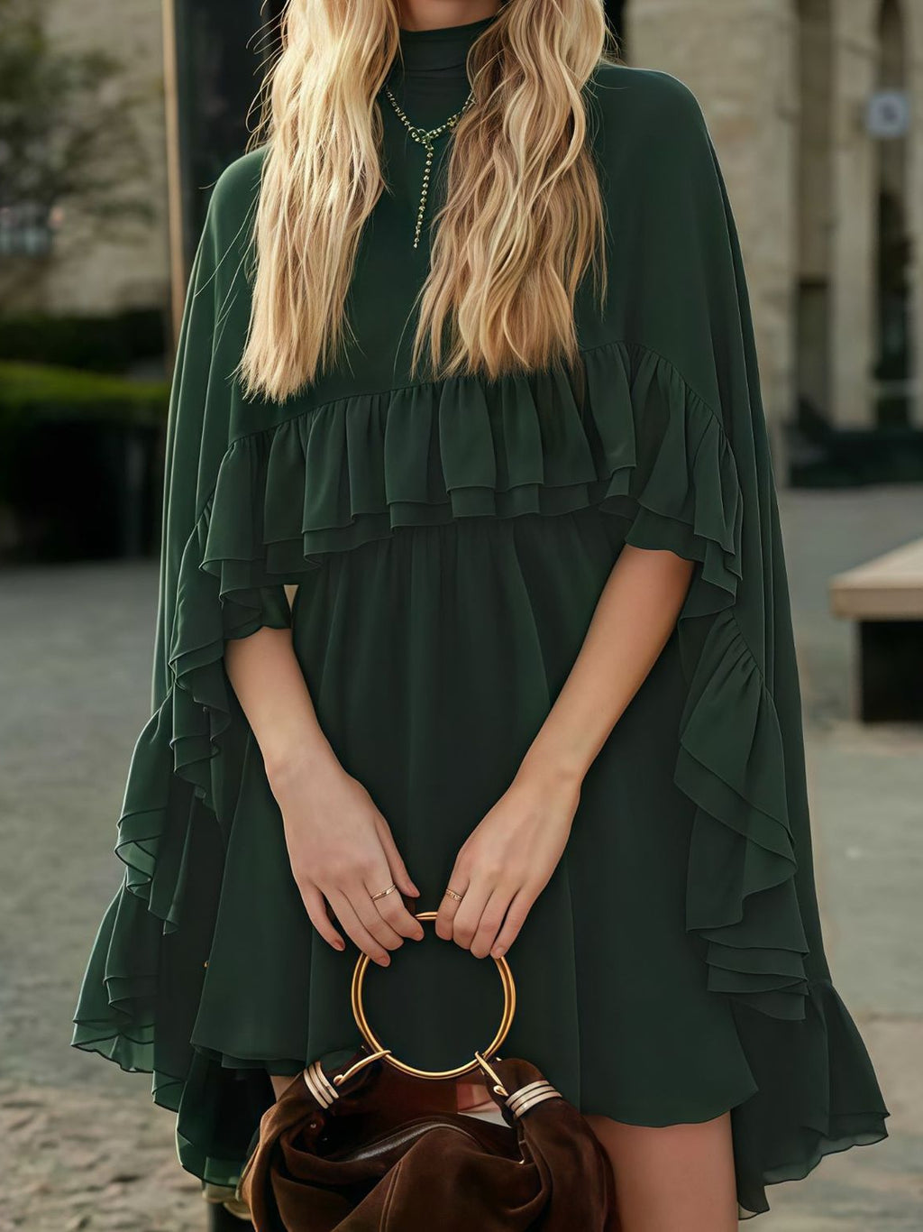 Elegant Chiffon Dress Fashion Inner Match Strap Two-Piece Set