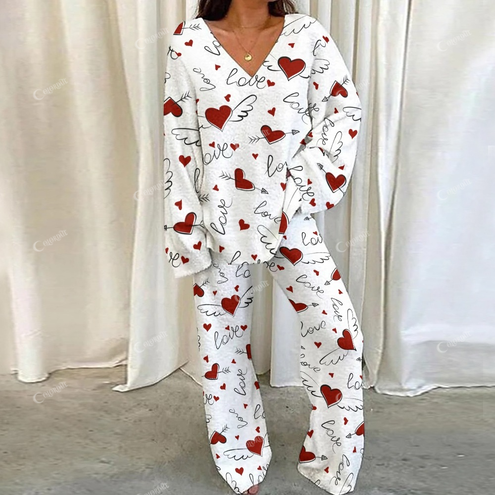 Valentine's Day Love Letter Loungewear Set For Women