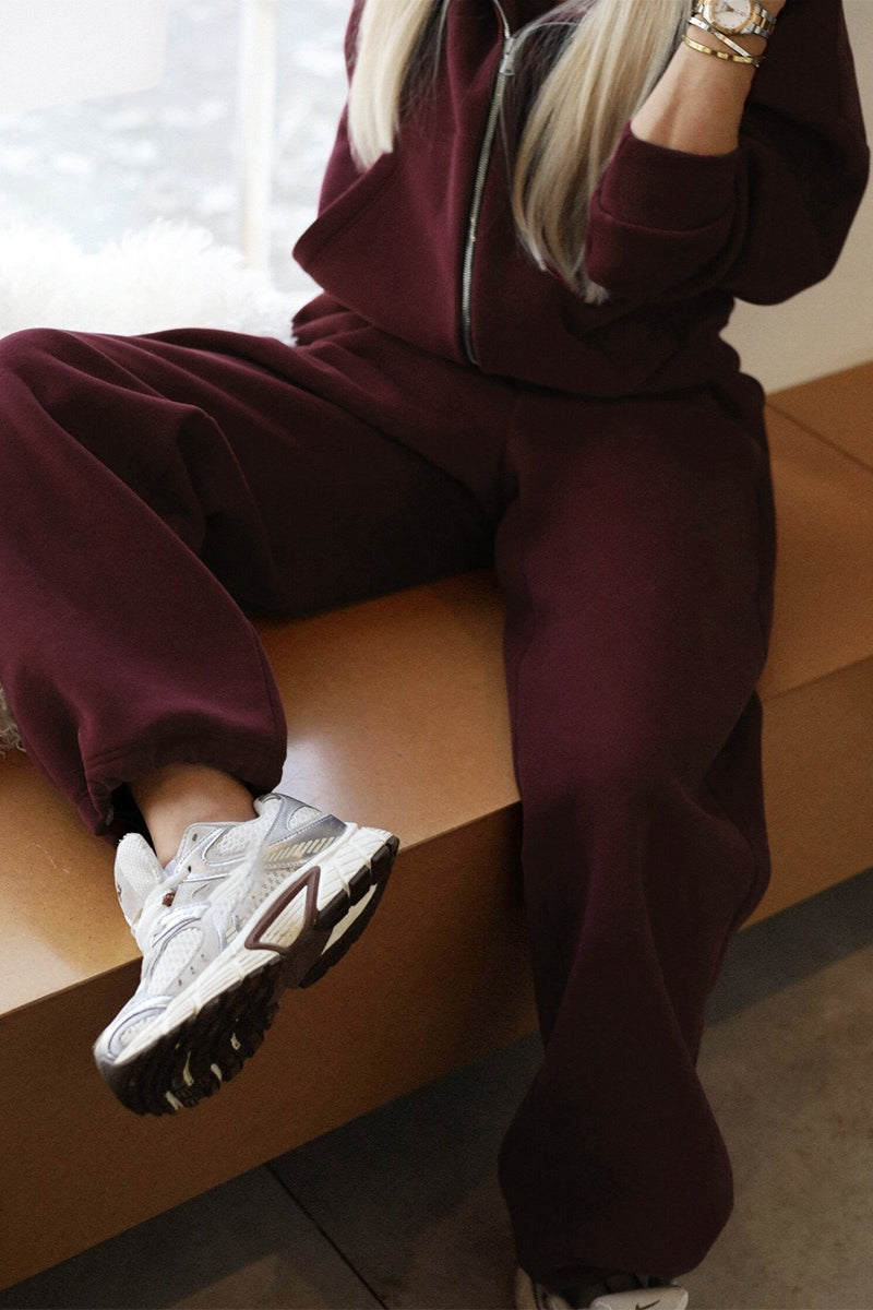 Hooded Zip Sweatshirt Jogger Pants Set