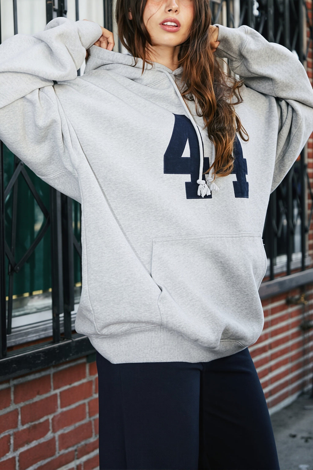 Number Graphic Oversized Pullover Hoodie