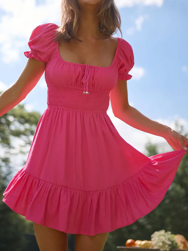 Short sleeve pleated dress