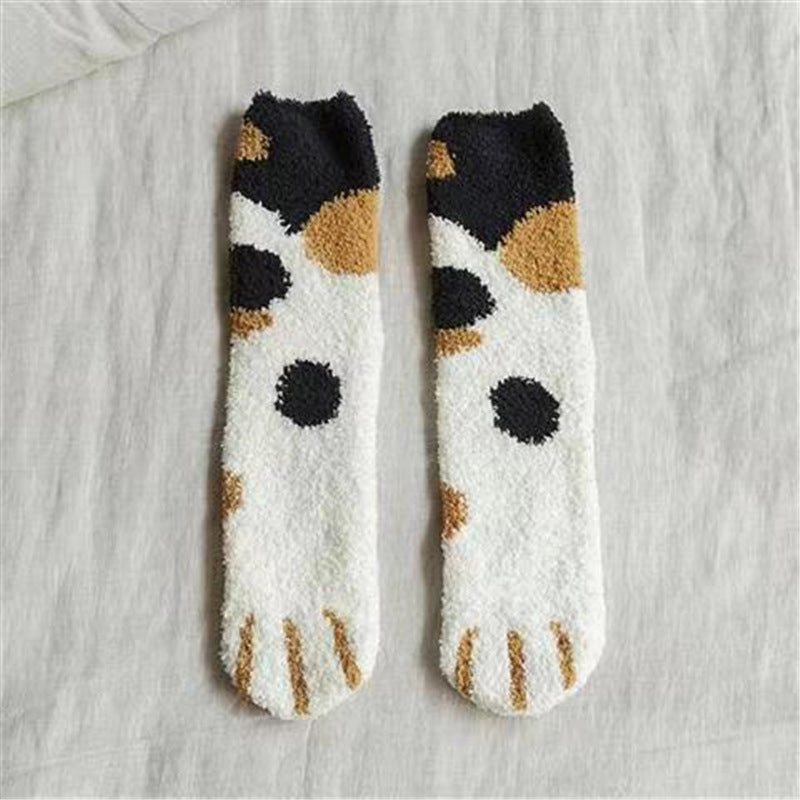 Lovely Cat Paw Inspired Fuzzy Plush Socks