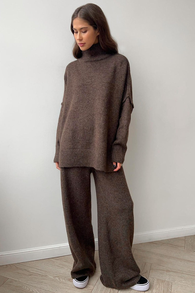 Oversized Turtleneck Sweater Wide Leg Pants Set