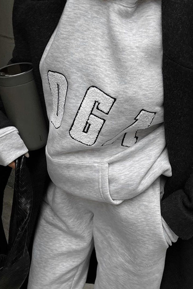 Letter Graphic Oversized Pullover Hoodie