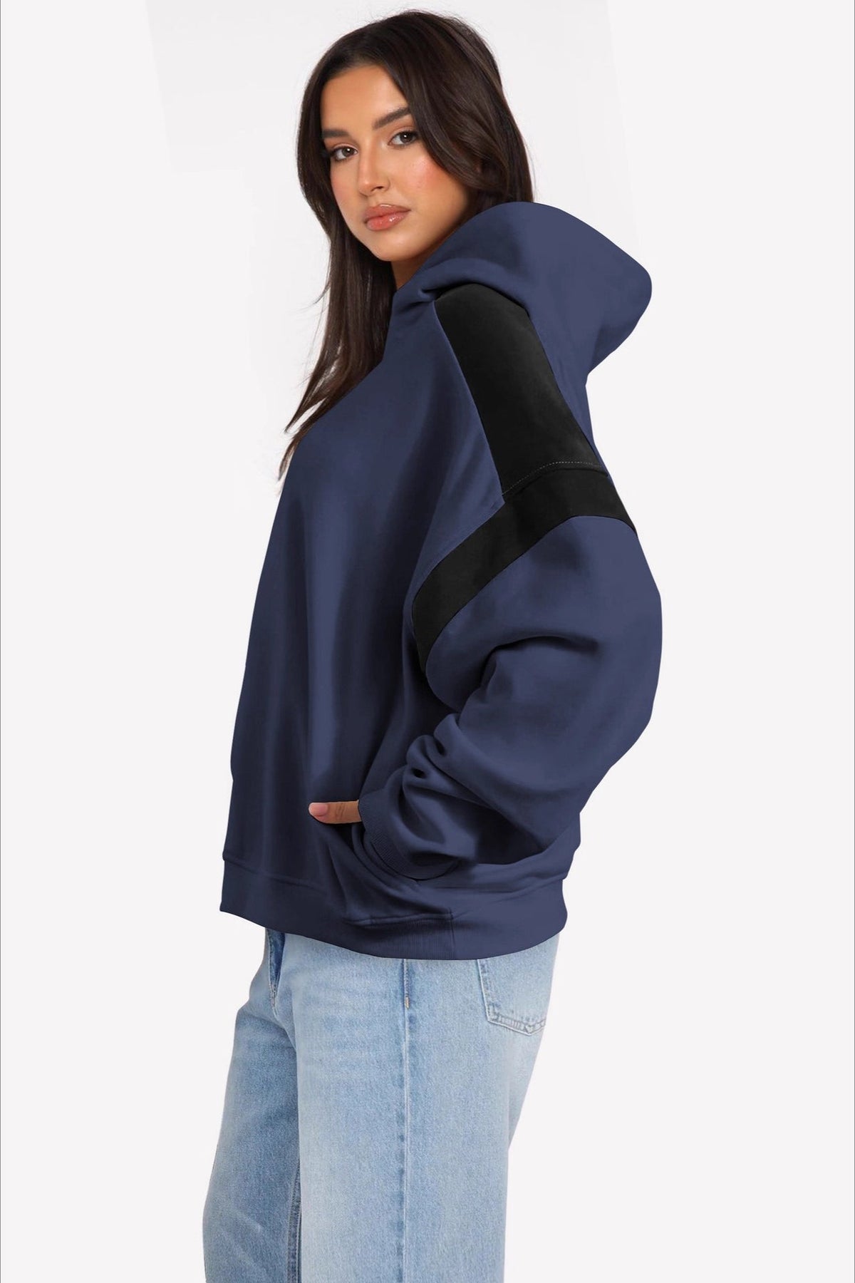 Color Block Oversized Pullover Hoodie