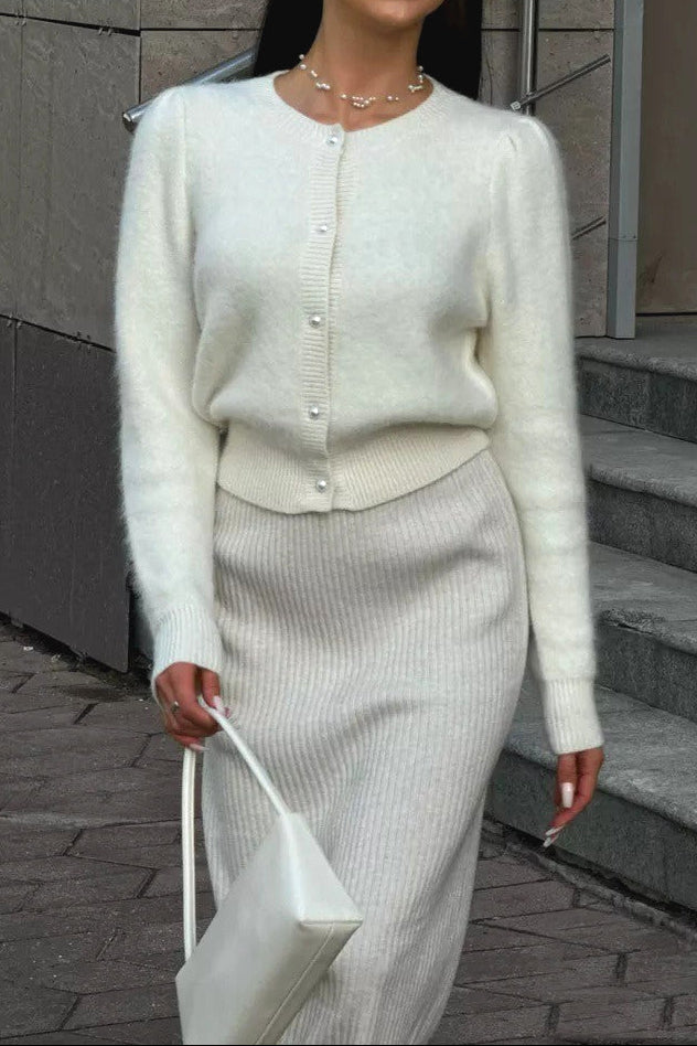 Solid Minimalist Relaxed Long Sleeve Knit Cardigan