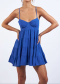 Allie Persian Blue Babydoll Mini Dress