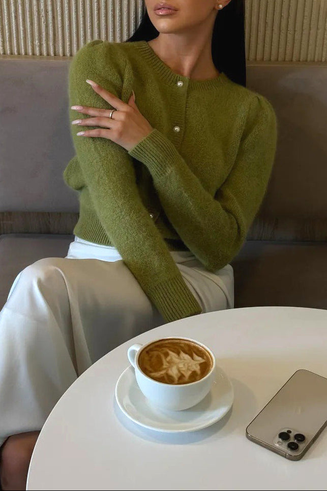 Solid Minimalist Relaxed Long Sleeve Knit Cardigan