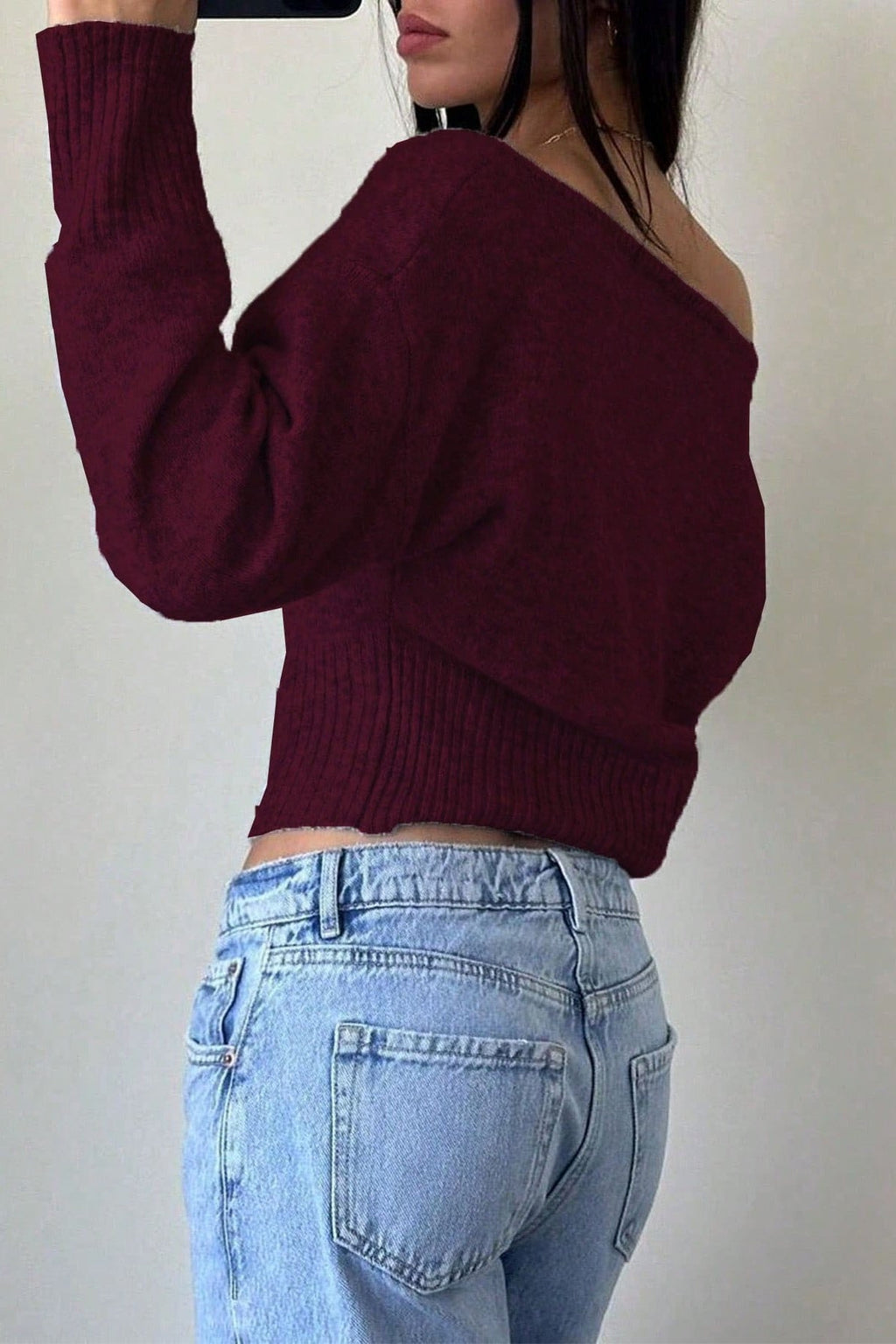 Off Shoulder Cropped Sweater
