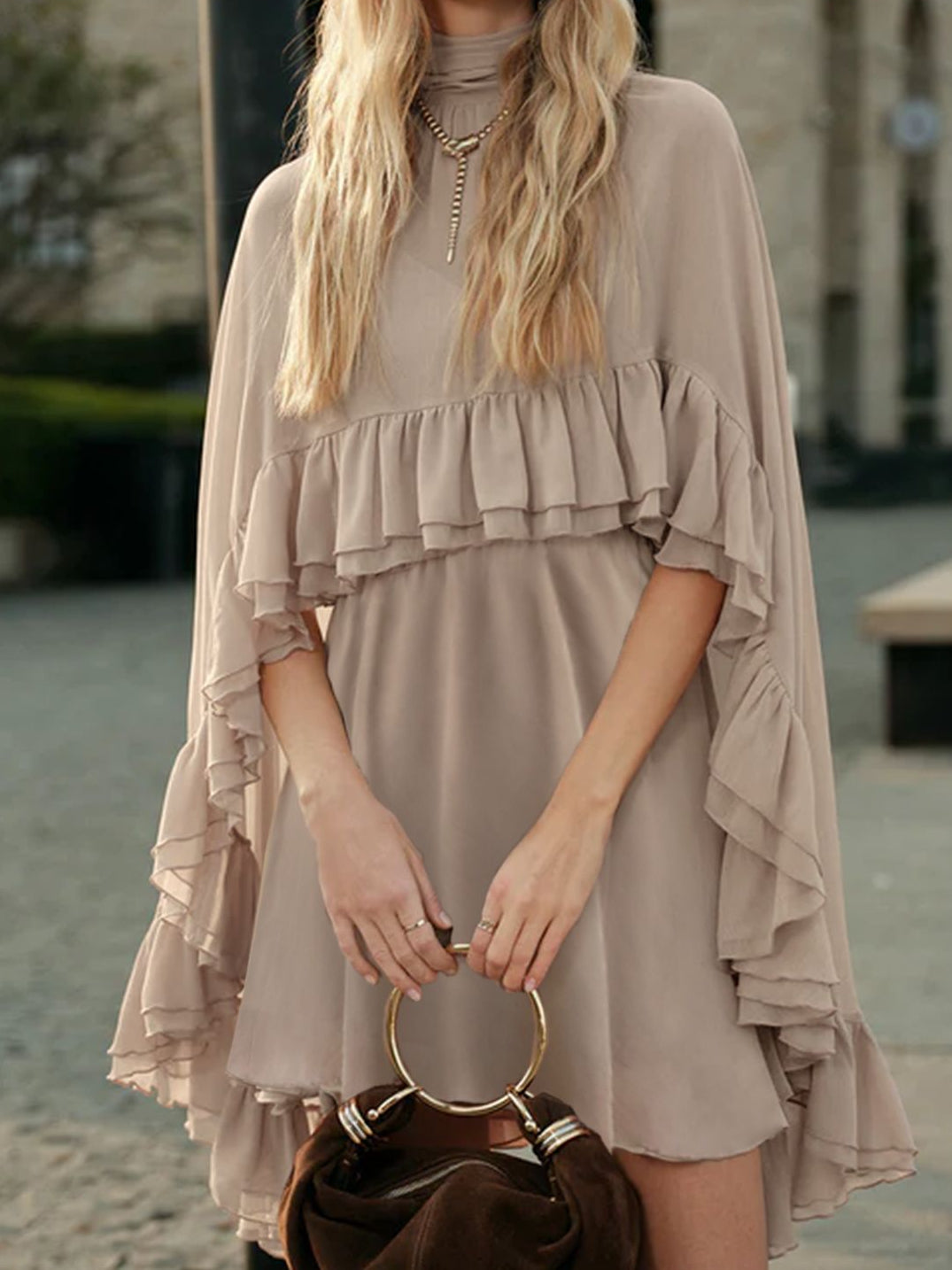 Elegant Chiffon Dress Fashion Inner Match Strap Two-Piece Set