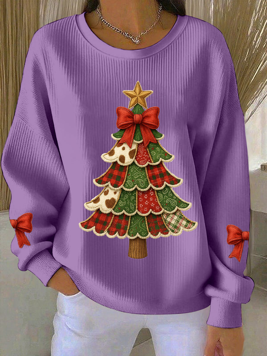 Women's Vintage Christmas Tree Print Sweatshirt