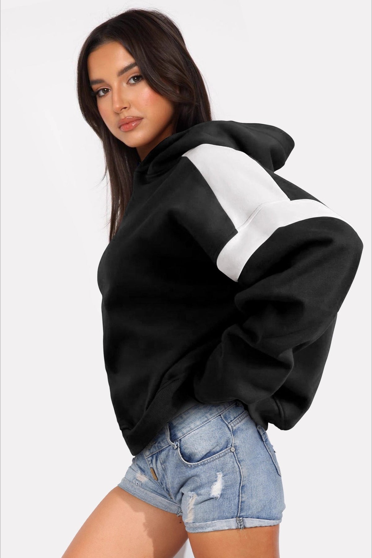 Color Block Oversized Pullover Hoodie