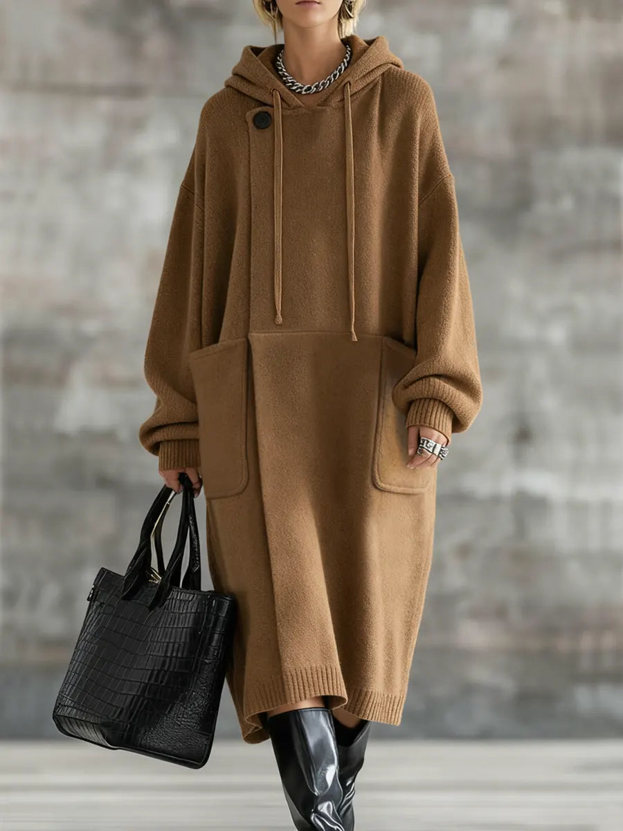 Loose And Comfortable Hooded Long Cardigan