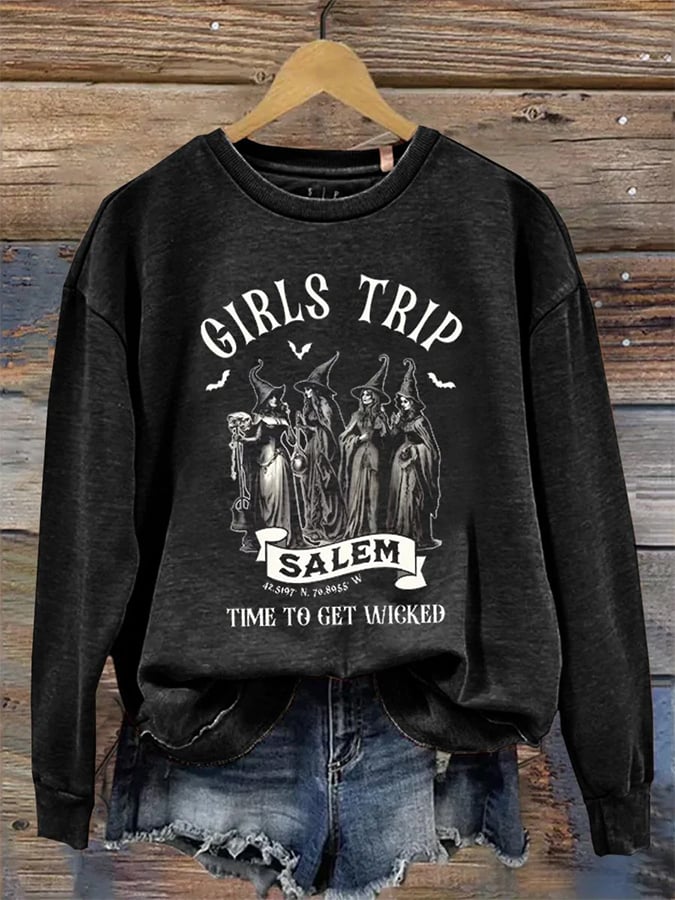 Women's Vintage Halloween Witch Party Sweatshirt