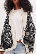 Casual Single Breasted V Neck Square Knit Cardigan