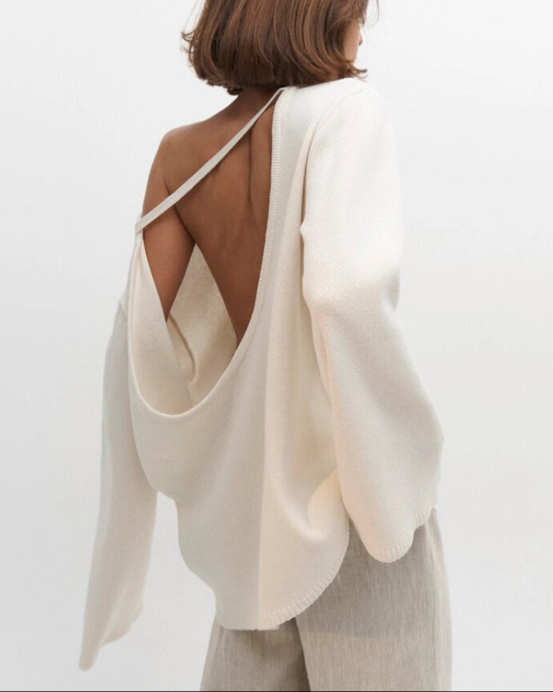 Backless Loose Fit Knit Blouse