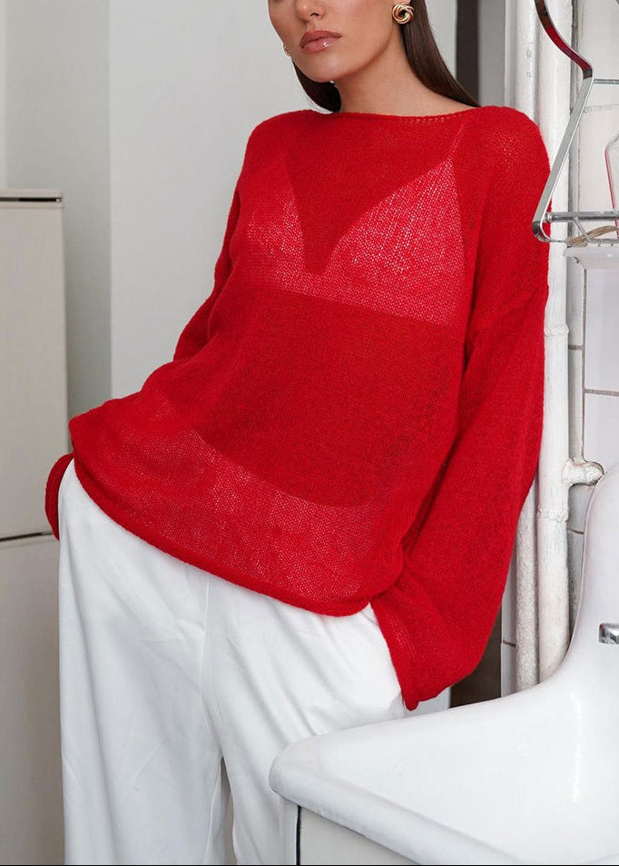 Lightweight See Through Knit Blouse