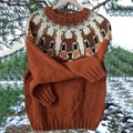 Vintage Icelandic Cute Rabbit Knit Jacquard Warmth Crew Neck Sweater(Unisex)