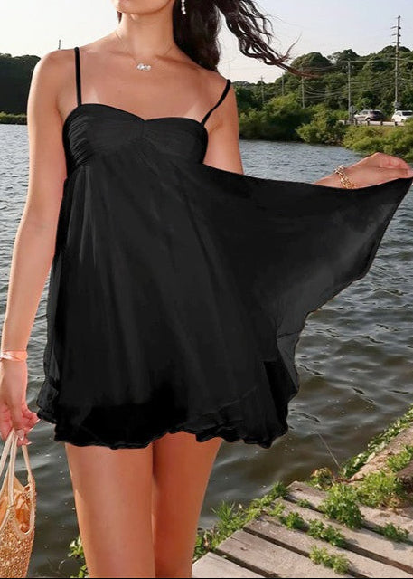Off Shoulder Flowy Chiffon Cami Mini Dress