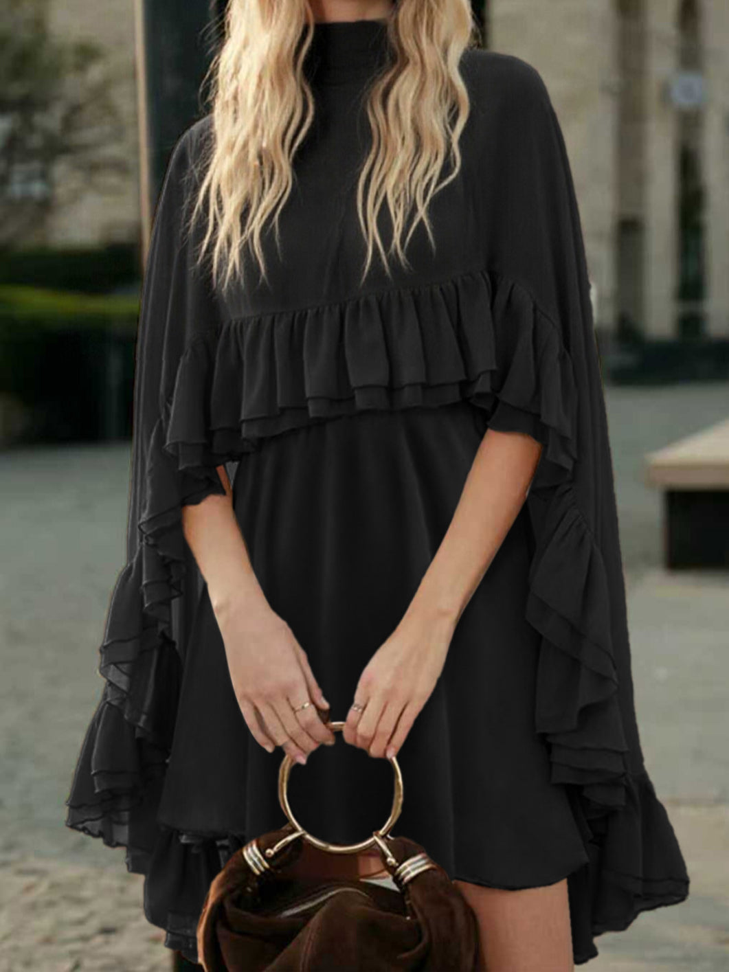 Elegant Chiffon Dress Fashion Inner Match Strap Two-Piece Set