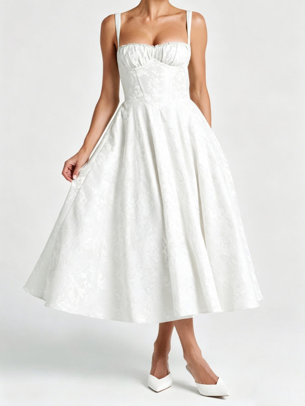 Strap Jacquard Dress High-End Evening Dress Spring/Summer Elegance Sleeveless Backless Waist Trimming Design Long Dress