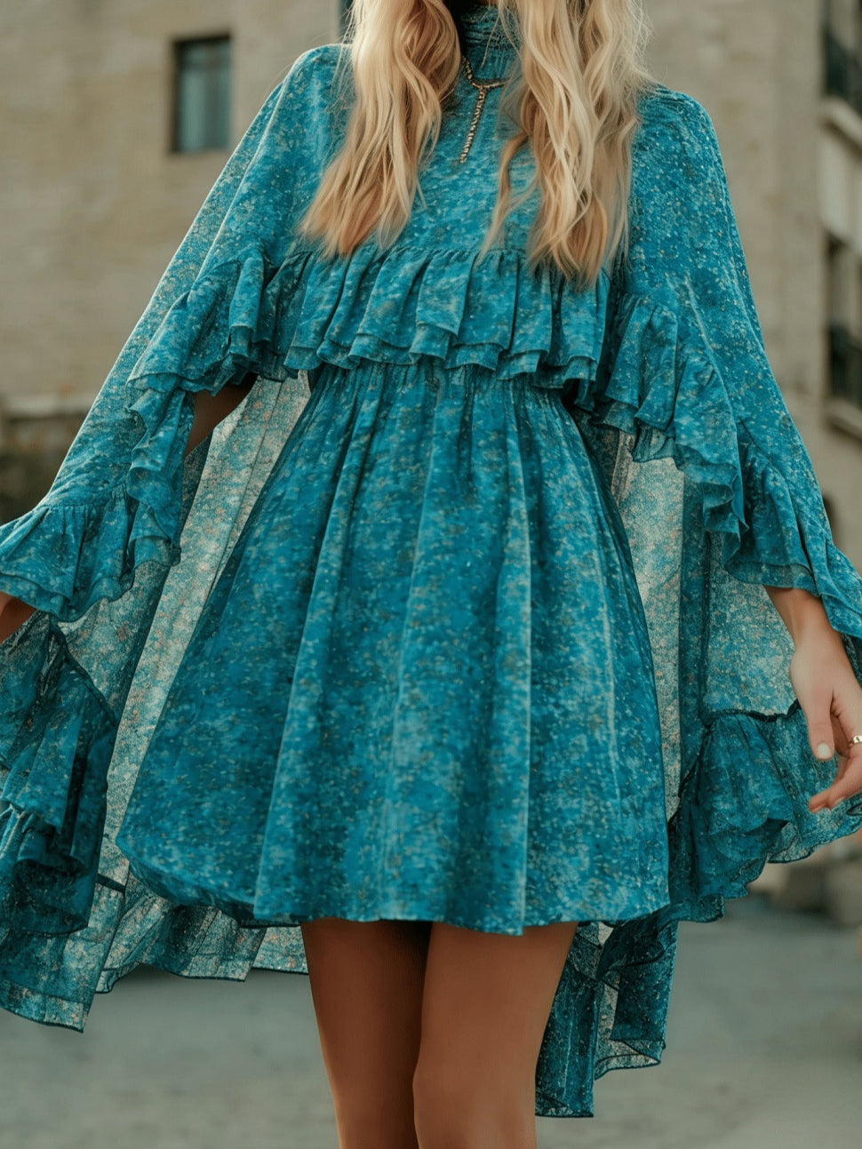 Elegant Chiffon Dress Fashion Inner Match Strap Two-Piece Set