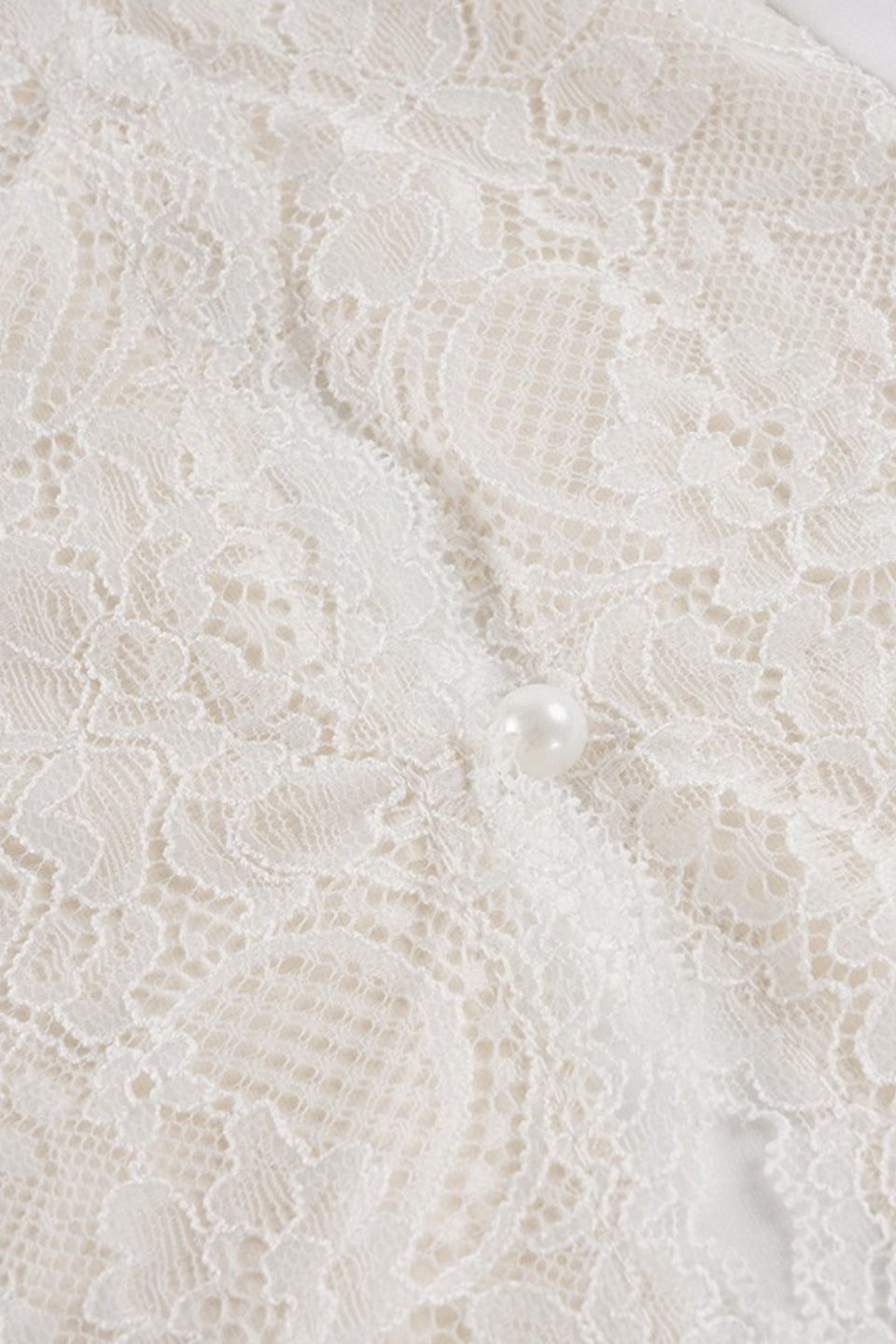 Lace Panel Button Front Bell Sleeve Blouse