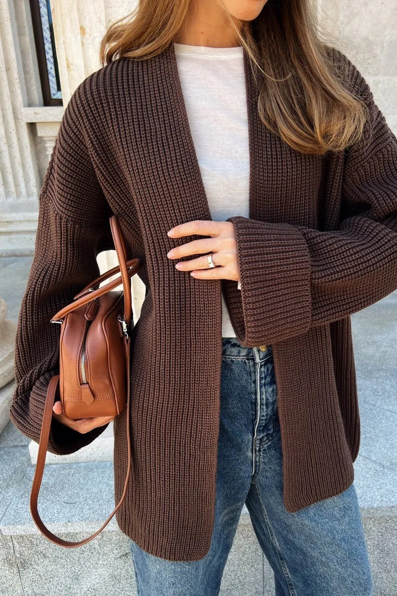Relaxed Cozy Tie Waist Knit Cardigan