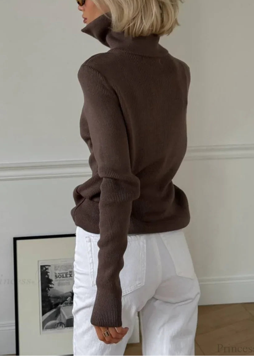 Casual Half-Zip Fitted Knit Long Sleeve Tee