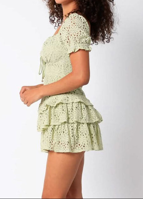 Penelope Sage Lace Mini Dress