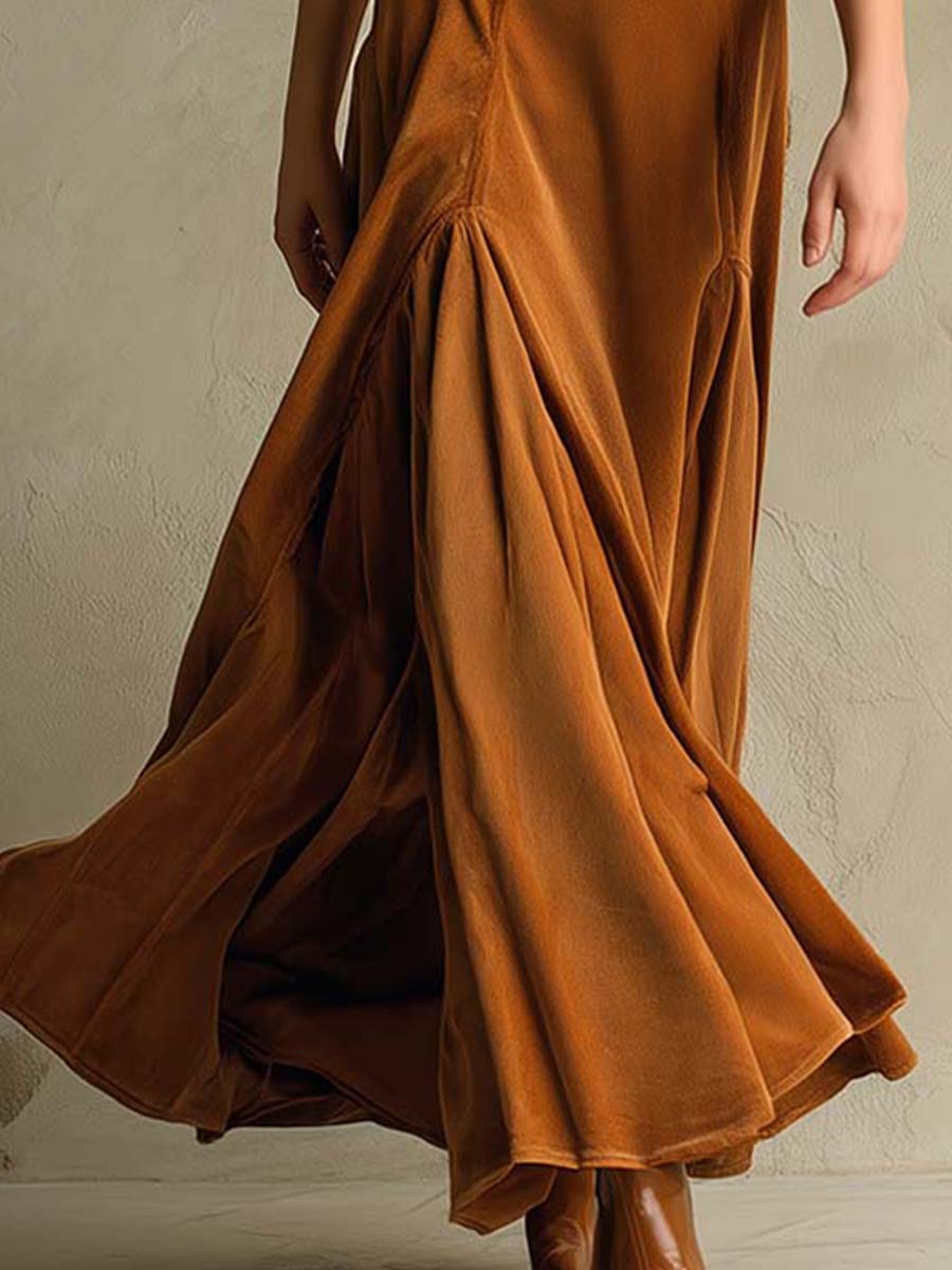 Elegant 70s Style Blazer Style Velvet Dress