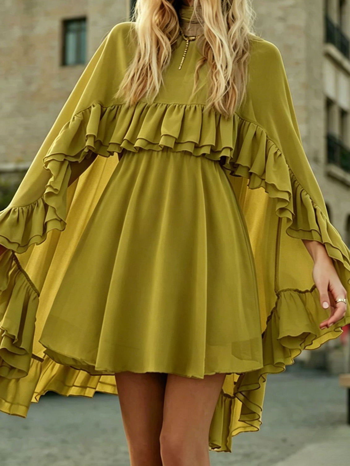 Elegant Chiffon Dress Fashion Inner Match Strap Two-Piece Set