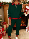 Women'S Lapel Christmas Holiday Plaid Two-Piece Suit