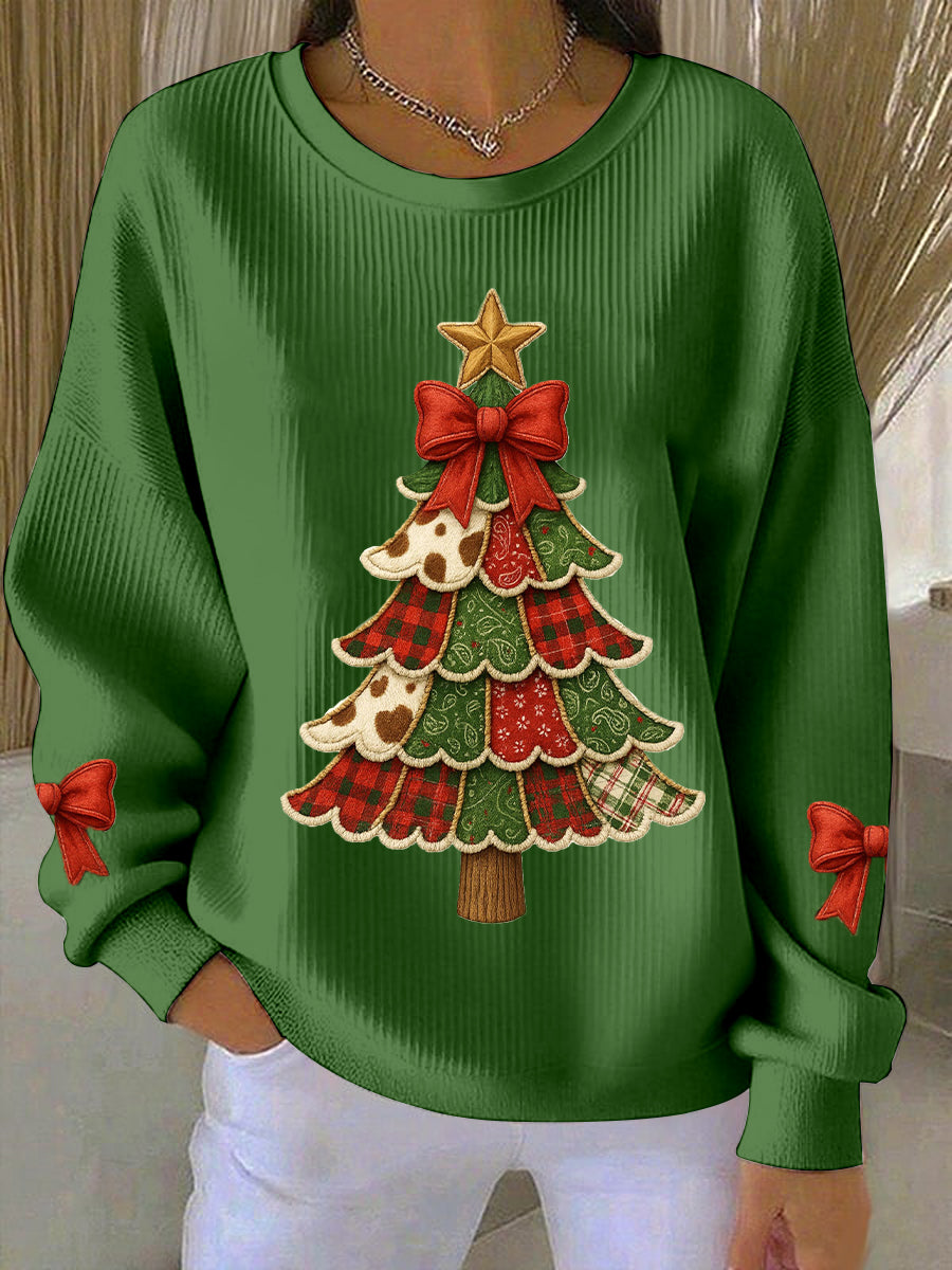 Women's Vintage Christmas Tree Print Sweatshirt
