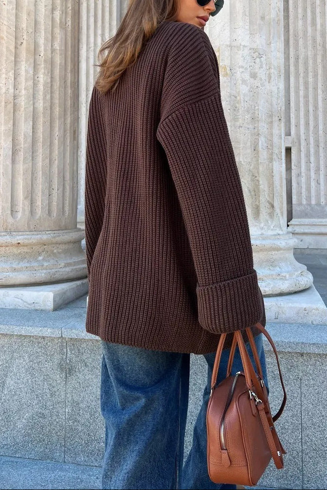 Relaxed Cozy Tie Waist Knit Cardigan