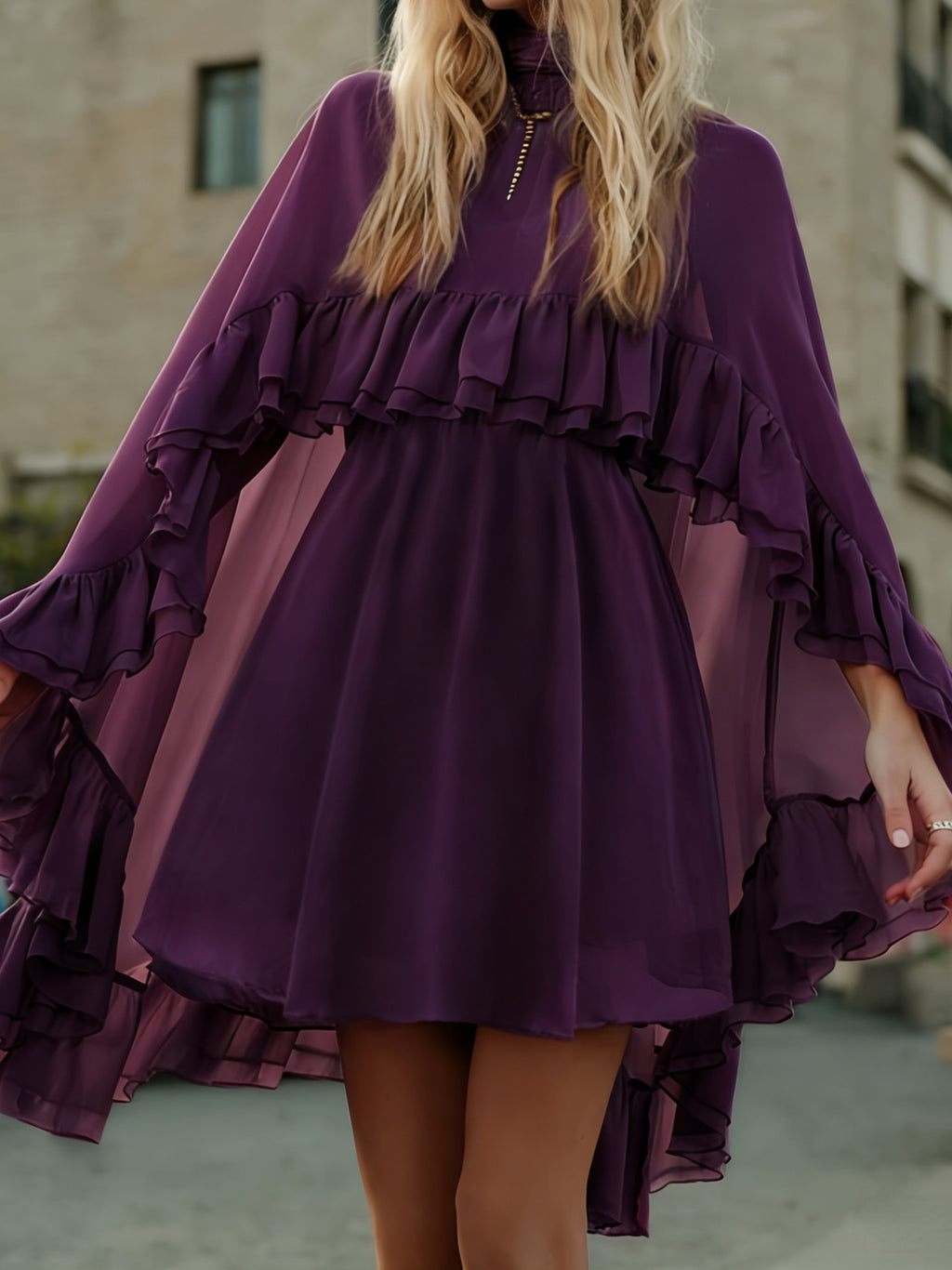 Elegant Chiffon Dress Fashion Inner Match Strap Two-Piece Set